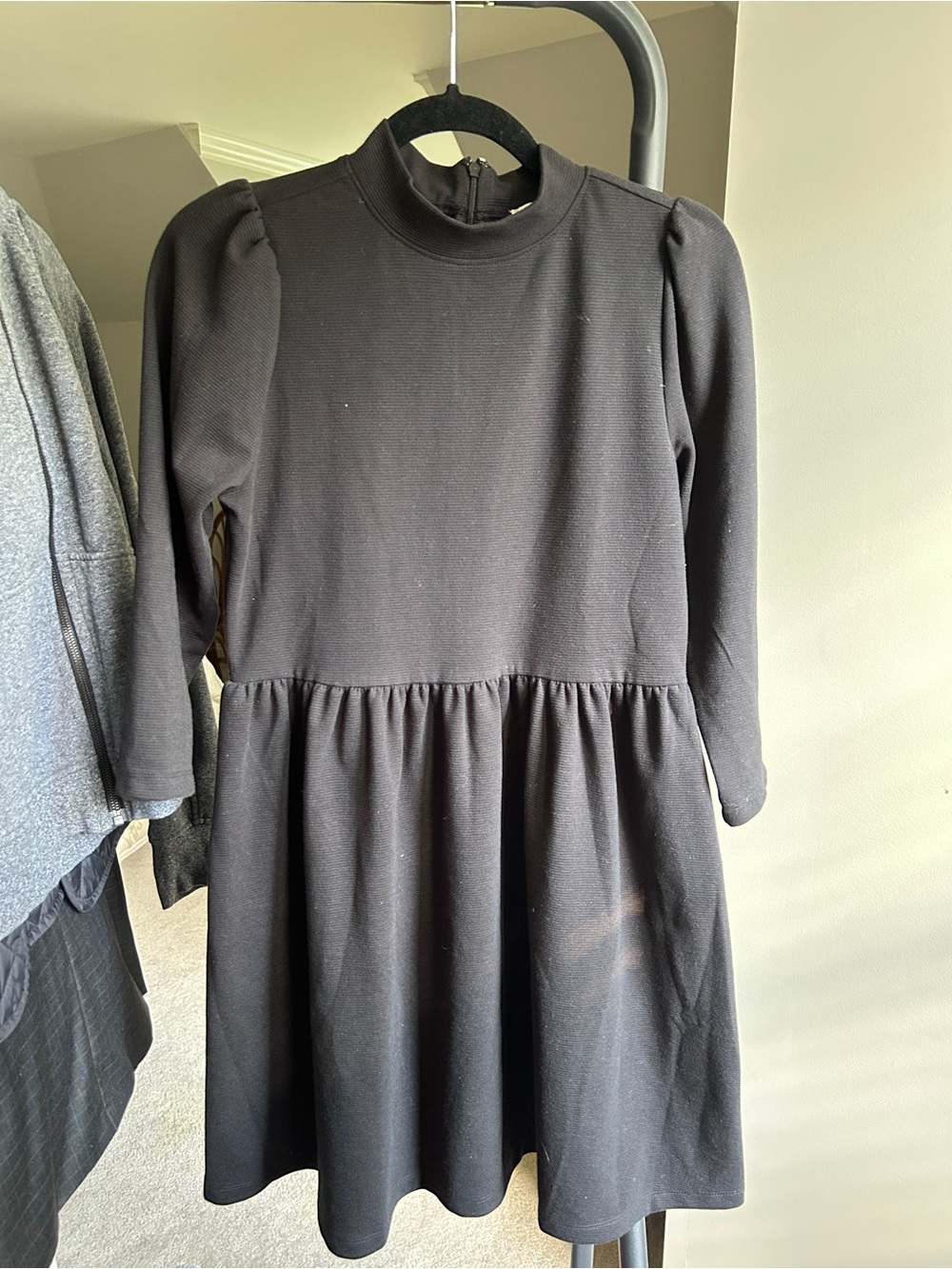 LOFT Black Fit-and-Flare Long Sleeve Dress